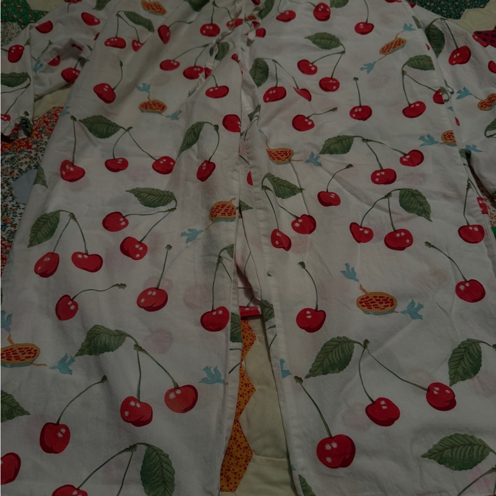 Nick & Nora White Button-Up with Red Cherry Print - Picture 5 of 8